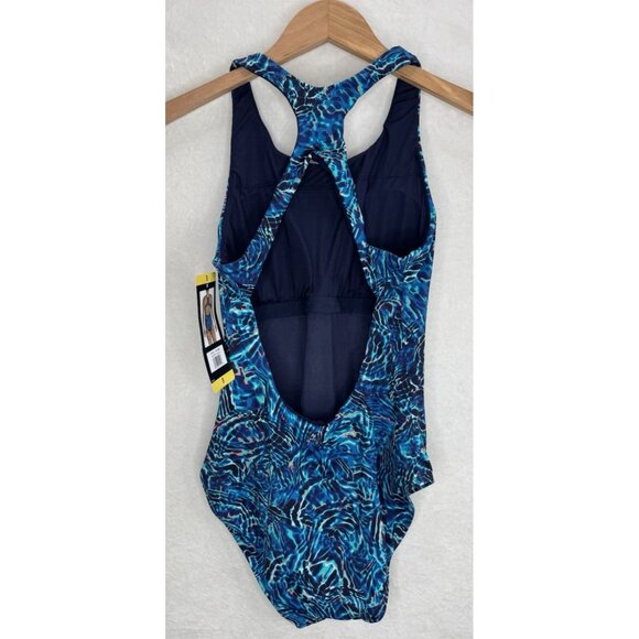TYR 1-Piece Swimsuit Womens Blue Racerback Removable Cups Control Fit NWT Size S - Picture 5 of 8